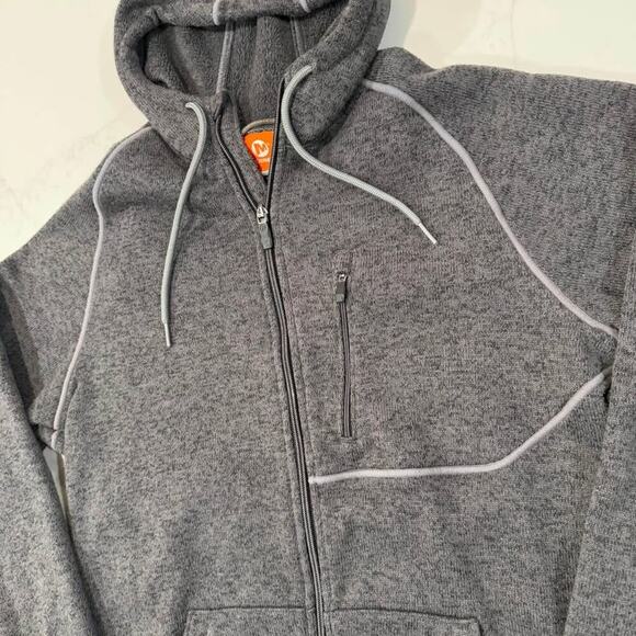 Merrell FullZip Gray Hoodie Sweatshirt Mens Medium Fuzzy Inside Outdoor Gorpcore - Picture 3 of 9